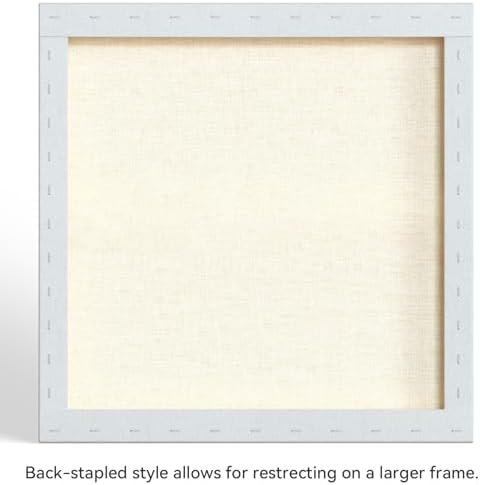 PHOENIX 24x24 Inch Museum Canvas - 2 3/8 Inch Thick Porfile Deep Large Stretched Canvas for Painting 1 Pack 100% Cotton 11 Oz. Gesso Primed White Blank Professional Canvas Oil & Acrylic Paints