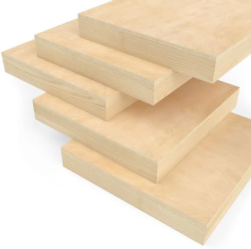 ARTEZA Wood Canvas Boards, 10 x 10 Inches, Pack of 5, Birch Wood, Wooden Panels for Acrylic and Oil Painting, Wood Burning, Crafting | 1.5 in Profile, Smooth 5 mm Surface, Sanded Edges, For Oil, Acrylic Pouring, Wood Burning, Encaustic Art and Mixed Media