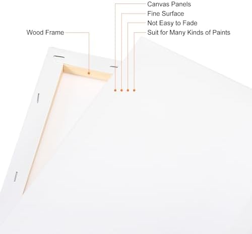 PATIKIL Paint Canvases Panel for Painting, 3 Pack 8x12 Inch Rectangle Wood Frame Stretched Blank Art Board Panels for Acrylic, Oil, Tempera Painting, White