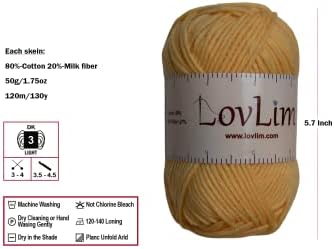 Yarn Pack, 2 skeins of 50g Each, Soft Cotton Yarn for Crochet and Knitting, Craft DK Amigurumi Yarn (Banana Yellow)