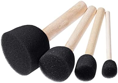 WAFJAMF 40 Pcs Round Sponges Brush Set 4 Sizes DIY Painting Tools Black