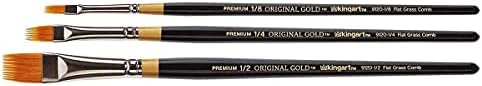 KINGART Original Gold 9120 Series, Golden Taklon Rake/Comb 3 Pc. Set
