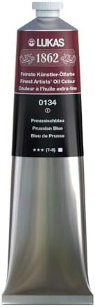 Lukas 1862 Professional German Oil Paint, Prussian Blue 200 mL - w/Beeswax & Non-Yellowing Sunflower Oil, Short Drying Time, Smooth, Outstanding Lightfastness