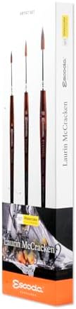 Escoda Signature Series Artist Watercolor Brush Set, Laurin Mccracken Set #1, Versatil Synthetic Kolinsky, Size (Round) 4, 6, 10