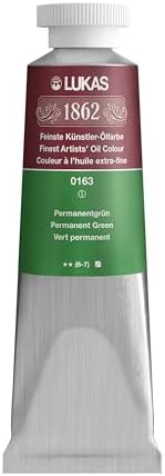 Lukas 1862 Professional German Oil Paint, Permanent Green 37 mL - w/Beeswax & Non-Yellowing Sunflower Oil, Short Drying Time, Smooth, Outstanding Lightfastness