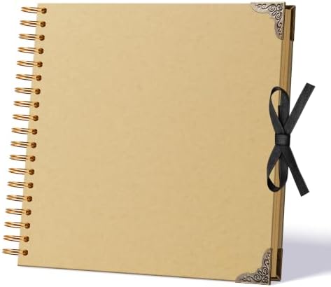 Scrapbook Photo Album 10"x10" 40 Sheets 80 Pages Kraft Paper Ribbon Closure