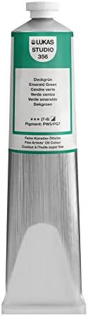 Lukas Studio Artist Oil Color Paints - High-pigment oil paint made with natural binder for artist, painting, & more! - [Emerald Green - 200 mL]