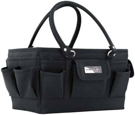 Everything Mary Deluxe Store & Tote Organizer – Black Craft Caddy with Handle – Collapsible Bag for Sewing, Scrapbooking, Art Supplies & DIY Project Organization
