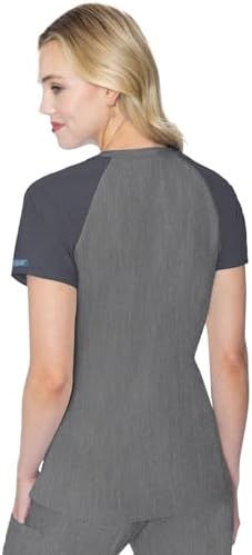 Med Couture Touch Scrub Top for Women Raglan Sleeve 6 Pockets Modern Fit