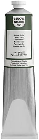 Lukas Studio Artist Oil Color Paints - High-pigment oil paint made with natural binder for artist, painting, & more! - [Green Earth - 200 mL]