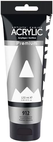 AUREUO Shimmering Silver Acrylic Paint, 4 Fl Oz / 120ml Single Tube, Metallic Craft Paints for Canvas, Rocks, Wood, Ceramic, Fabric