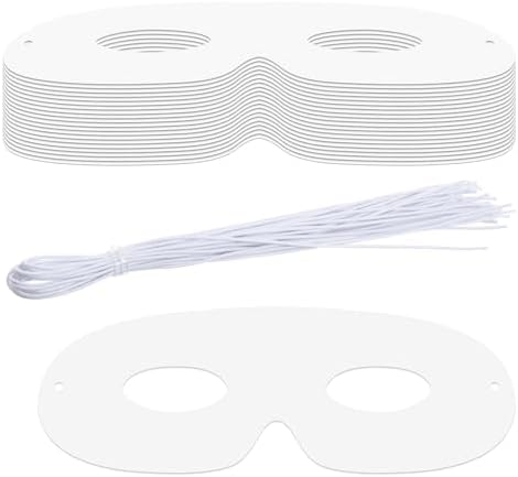 Prasacco 20 Pcs Paper Masks for Crafts, White Paper Eye Masks Paintable Plain Masquerade Mask DIY Blank Mask for Halloween Mardi Gras Costume Party Decorations