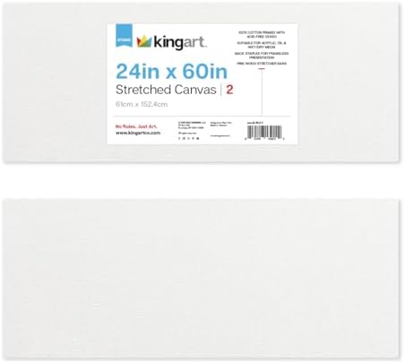 KINGART 853-2 Stretched White Canvas for Painting, 24 x 60 Inch, Pack of 2