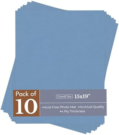 Brittany Blue 15x19 Uncut Premium Mat Board - No Opening - 10 Mats