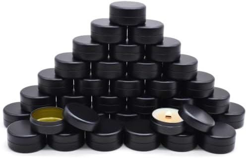 36-Pack 2.5oz Candle Tins with Lids, Metal Candle Jars for Candle Making, Empty Containers Vessels Bulk for Small Business & Beginners DIY Storage -Black