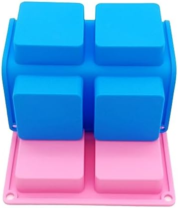 Bangp 4 Pack Square Soap Molds,6-Cavity Non-Stick Silicone Cake Molds,Square Ice Cube Trays,Square Silicone Molds for Chocolate,Cupcake, Cornbread, Muffin,Soap