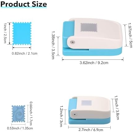 2 Pcs Stamp Punch, Rectangular Postage Stamps Punch, 1x0.8inch & Mini 0.66x0.53inch Stamp Puncher, Craft Lever Cutter Hole Stamps Paper Punches for Crafting Journaling DIY Scrapbooking Card Making