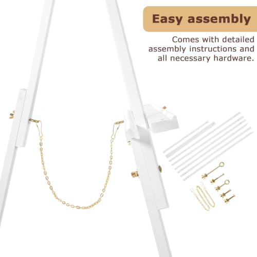 VISWIN 63" White Easel Stand for Wedding Signs, Adjustable Wooden Display Easel with Holder, Tripod Floor Easel for Welcome Board, Poster, Picture, Photos, Paintings