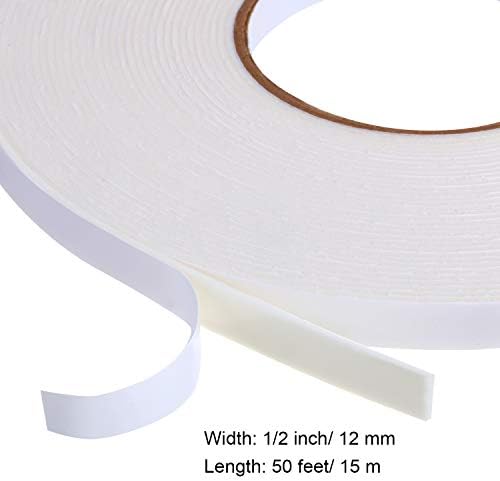Zonon 3 Rolls Double Sided Foam Tape, 1/2 Inch by 50 Feet, White