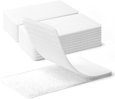 Art3d 48 Sets Hook and Loop Tape Sticky Back, 4"x2" Double-Sided Command Adhesive Strip Heavy Duty, White