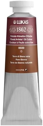 Lukas 1862 Professional German Oil Paint, Raw Sienna 37 mL - w/Beeswax & Non-Yellowing Sunflower Oil, Short Drying Time, Smooth, Outstanding Lightfastness