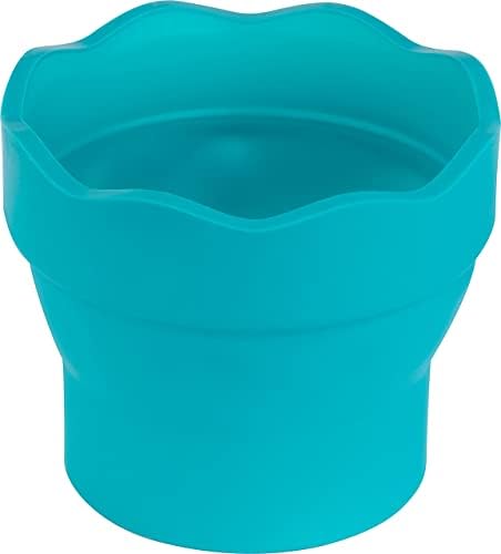 Faber-Castell Clic & Go Portable Paint Water Cup with Brush Holder, Turquoise - Collapsible Paint Brush Cleaner Rinse Cup, Travel Friendly Painting Accessories (Pack of 6)