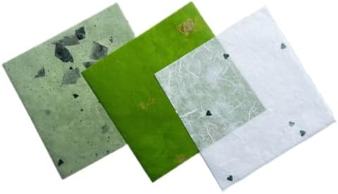 Natural Fiber Mulberry Paper 8 x 8 Inches, 50 Sheets Handmade Banana Bark, Flowers, Leaves,& Botanical Paper for Origami, Scrapbooking, Card Making, DIY Crafts, Mixed Media & Decorative Projects.