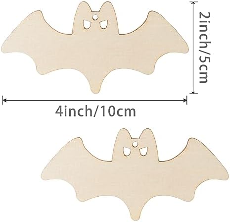 Unfinished Flying Bats DIY Wood Bats Shaped Ornaments - 20Pcs Halloween, Christmas, Wedding, Birthday, Thanksgiving Decoration