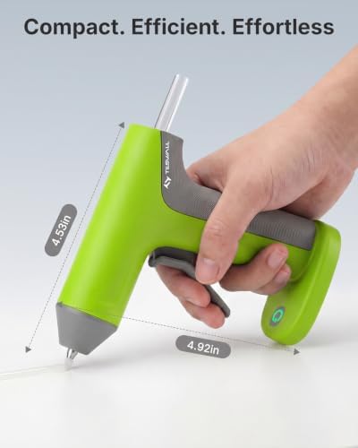 Tilswall 4V Cordless Hot Glue Gun Kit, 30s Fast Heat Mini Glue Gun with 2000mAh USB-C Battery, 20 Glue Sticks, Anti-Drip Tip & Auto Shut-Off for DIY Crafts, Home Repair, Green