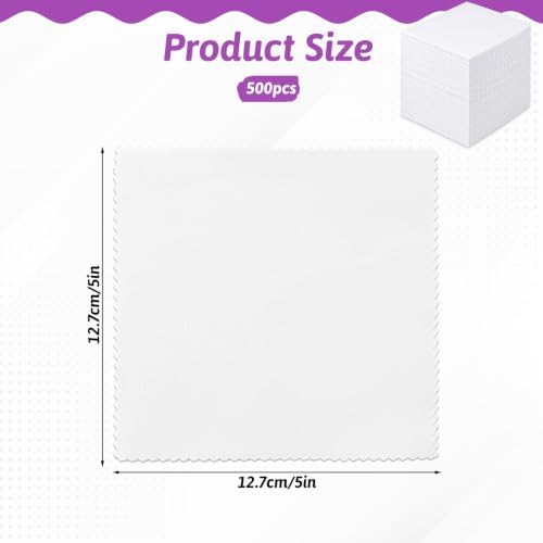 500 Pack White Cotton Fabric Squares Bulk 5″ Precut Cotton Fabric Squares