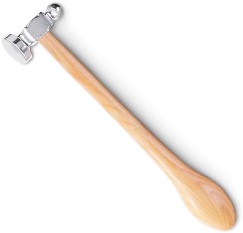 Chasing Hammer for Jewelry Making, Two-Sided, 10 Inch Wooden Handle