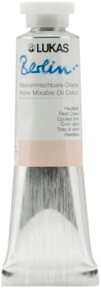 Lukas Berlin Pro Artists Water Mixable Oil Paint 37 ml Tube Peach Pink, Water Soluble, Lightfast Pigments, Quick Drying, Easy Clean-Up, Eco-Friendly, Professional Quality, 40 Color Range