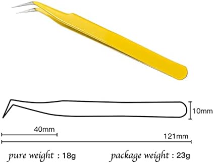 MAXLEAF 2pcs Stainless Tweezers Straight Curved Tweezers for Stickers Eyelash Extensions Precision Electronics Nail Rhinestone Jewelry, Scrapbooking Tools (Yellow)