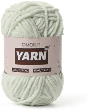 Plush Chenille Chunky Crochet Yarn - Baby Yarn for Crocheting Soft - Velvet Yarns Knitting for Blankets Crafts - Fluffy Amigurumi Yarns 50g / 65.6yd (Fruit Green)
