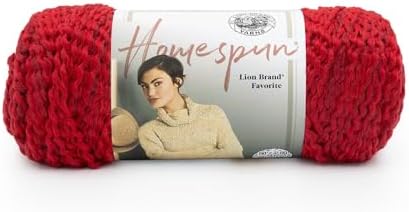 Lion Brand Yarn Homespun Yarn, Soft Bulky Yarn for Knitting, Crocheting, and Crafting, 1 pack, Candy Apple