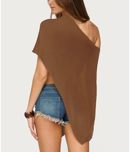 Women Knit Poncho Top Sheer Crochet Shawl Cover Up