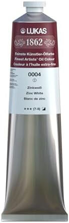 Lukas 1862 Professional German Oil Paint, Zinc White 200 mL - w/Beeswax & Non-Yellowing Sunflower Oil, Short Drying Time, Smooth, Outstanding Lightfastness