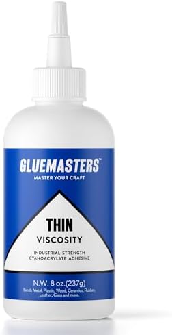 Industrial Grade Cyanoacrylate Adhesive - 8 Oz Thin Viscosity, Extra Large, Protective Cap