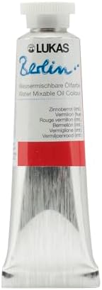 Lukas Berlin Pro Artists Water Mixable Oil Paint 37 ml Tube Vermilion Hue, Water Soluble, Lightfast Pigments, Quick Drying, Easy Clean-Up, Eco-Friendly, Professional Quality, 40 Color Range