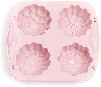Craftdady Silicone Soap Mold 4 Cavities Flower Moulds Trays, 2 Pack for Handmade Craft Biscuit Candy Chocolate Fondant Jelly