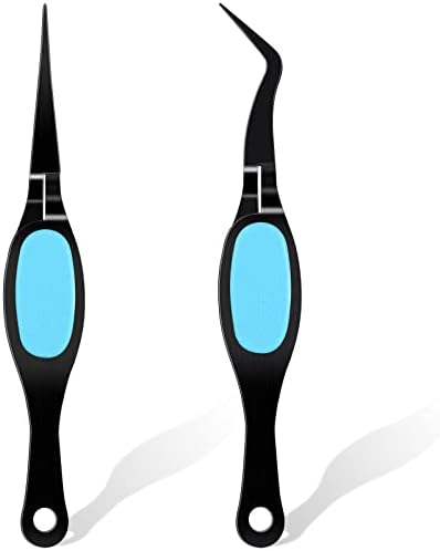 Chumia Craft Tweezer Precision Curved Straight Fine Tip Craft, Black and Blue