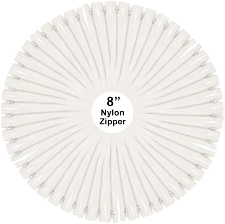 Mandala Crafts 100 PCs Off White Closed-End 8 Inch Nylon Zippers for Sewing
