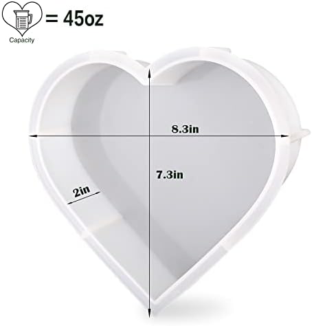 Large Silicone Molds for Resin, Heart Resin Mold, Epoxy Resin Molds for Flowers Preservation, Resin Art Casting, DIY Wedding, Valentine, Home Decors (8.3'' x 2'')