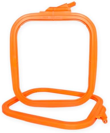 Nurge Square Embroidery Hoop - Plastic Cross Stitch Frame for Needlepoint & Embroidery - Adjustable Craft Hoop - Orange - No:4 (Large)