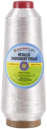 Mandala Crafts Metallic Pearl White Embroidery Floss for Sewing, 3281 Yard Spool