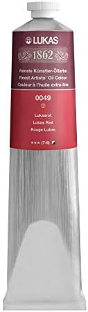 Lukas 1862 Professional German Oil Paint, Lukas Red 200 mL - w/Beeswax & Non-Yellowing Sunflower Oil, Short Drying Time, Smooth, Outstanding Lightfastness