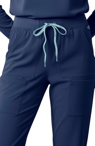 Med Couture Luma Jogger Scrub Pants for Women with Rib Knit Waistband