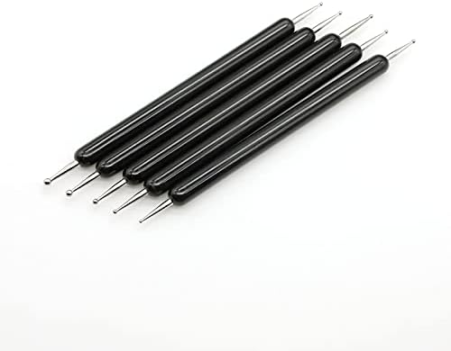 4 Set Embossing Stylus Double End Tracing Dotting Tool, 20 Pcs Ball Embossing Stylus Double End Tracing Dotting Tool for Pottery Clay Craft, Embossing Art (Black)