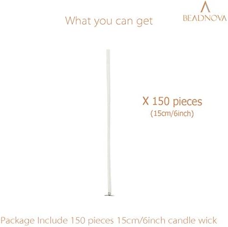 BEADNOVA Candle Wicks 6 Inch 150pcs Large Cotton String for Candle Making DIY