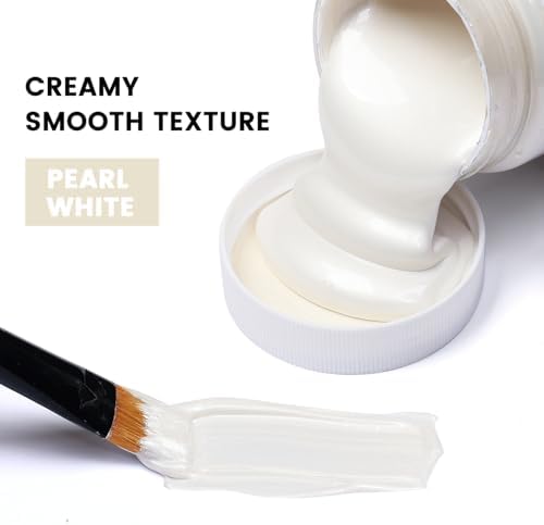 ARTME Acrylic Paint Metallic Pearl White, 100ml Pearl Paint for Art Painting, Hand-crafts, Non-Toxic, Non-Fading Pearlescent Acrylic Paints Ideal for Canvas, Wood, Fabric, Furniture, Ceramic, Stone Craft Supplies